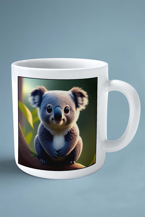Art hedi̇ye koala baskılı kupa bardak çift taraflı kişiye özel çerçeveli renkli model 1