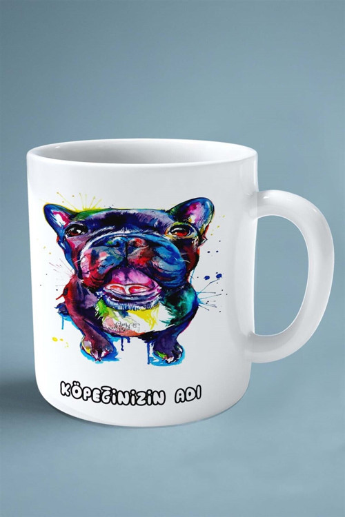 Art hedi̇ye pug Doberman köpek isimli kişiye özel baskılı kupa bardak renk patlaması rengarenk