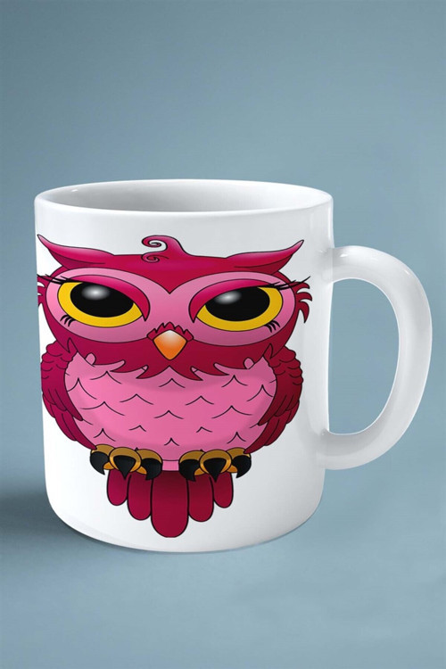 Art hedi̇ye baykuş baskılı kupa bardak çift taraflı kişiye özel model 3