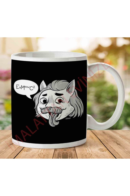 Art hedi̇ye Felinestein Albert Einstein Catiki Tarafı Baskılı Kupa Bardak