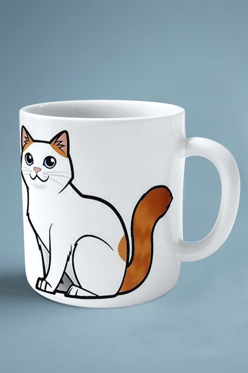 Art hedi̇ye van kedisi kedi isimli Kişiye Özel Baskılı Kupa Bardak model 5