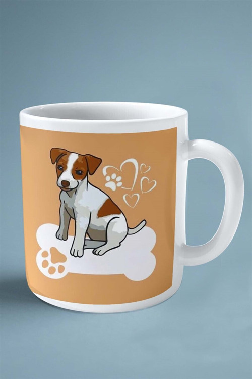 Art hedi̇ye Jack Russell Terrier Köpek Isimli Kişiye Özel Baskılı Kupa Bardak Kalp