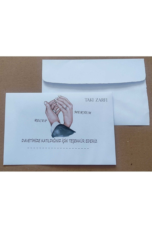 Art hedi̇ye Isminize Özel 60 Adet Düğün Nişan Kına Para Takı Zarfı 10,5 X 16,5 Cm Trtv