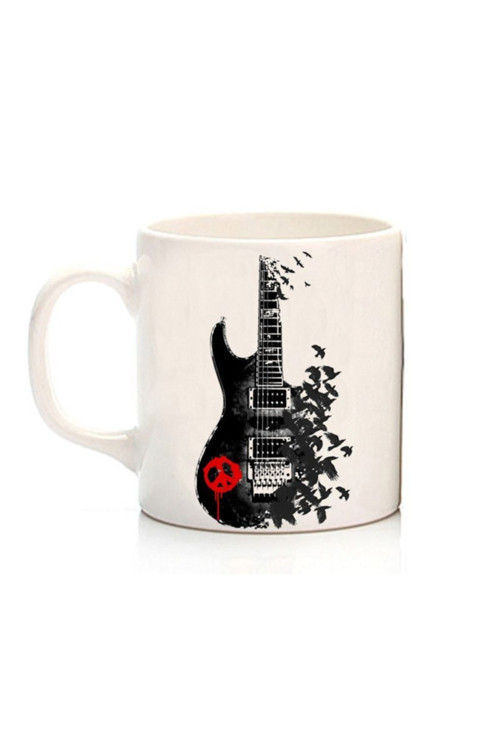 Art hedi̇ye Peace Guitar Iki Tarafı Baskılı Kupa Bardak