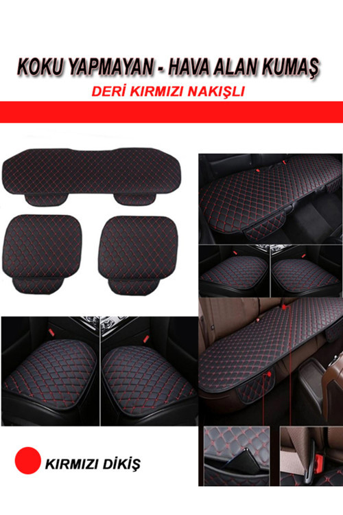 Audı Q5 3Lu Koltuk Minderi Siyah Kırmızı