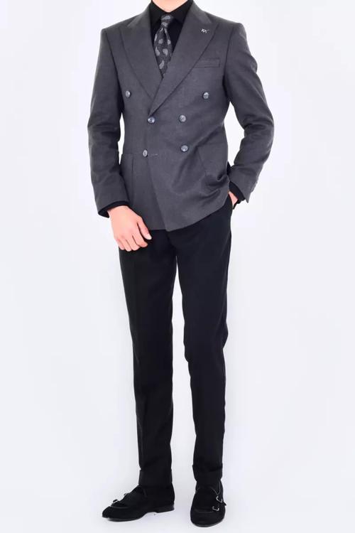 Modern Slim Fit Dar Kesim Kruvaze Erkek Viskon Ceket-KAV5251W