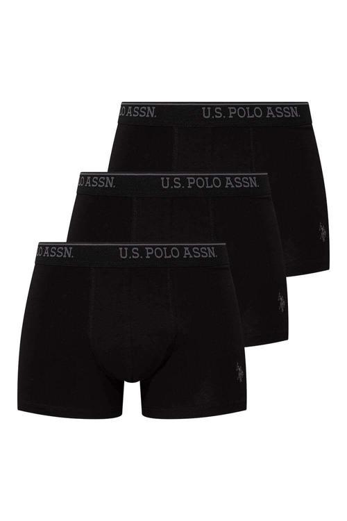 U.s Polo Assn. Erkek 3'lü Logolu Pamuklu Kutulu Rahat Esnek Boxer