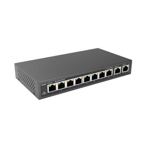 Reyee RG-ES110D-P 8 Port Poe 2 Gigabit Uplink Metal Kasa Poe Switch 110W