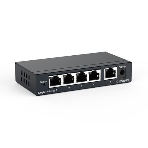 Reyee RG-ES105D 5 Port 10/100 Fast Ethernet Tak Çalıştır Switch Metal Kasa