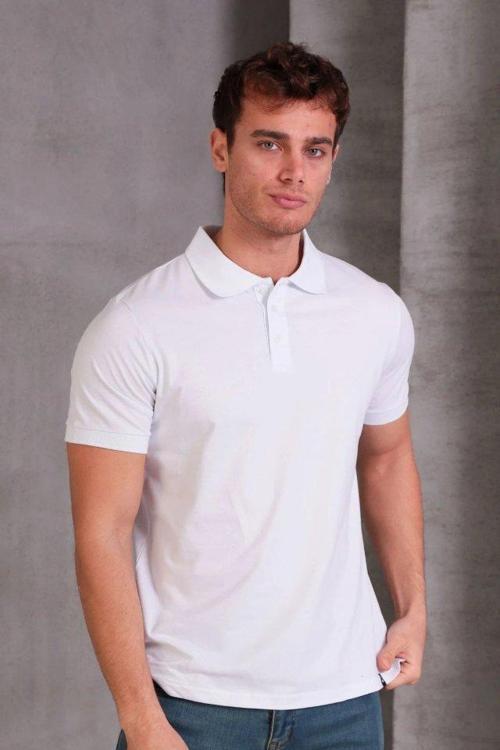 Erkek Slim Fit Pamuklu Yumuşak Doku Nefes Alan Kumaş Yakalı Tişört