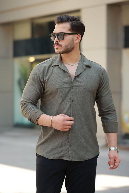 Erkek Kadife Dokulu Uzun Kollu Gömlek