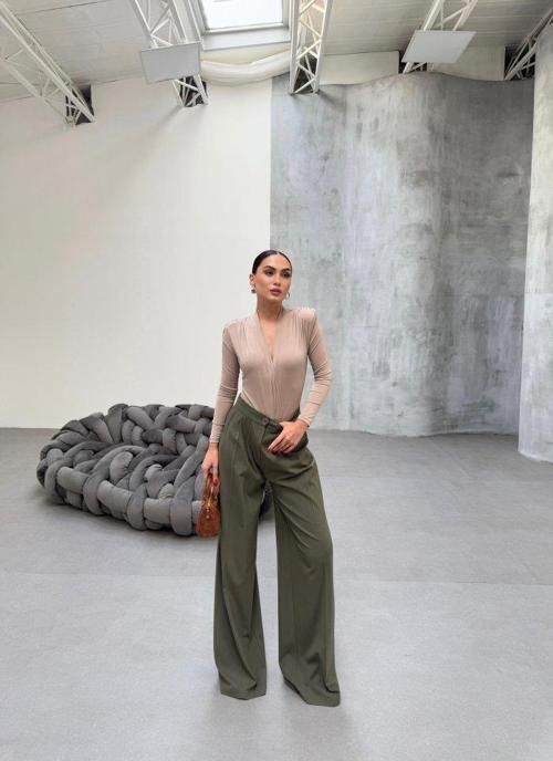 230 Gr Poly Viscose Full Lycra Pi̇leli̇ Palazzo Pantolon