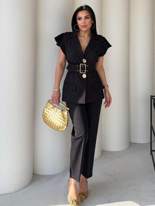 Vatkalı Yelek Pantolon İkili Takım