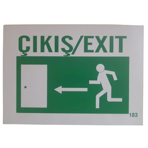 183 Çıkış (Sola Ok) PVC Uyarı Levhası 25 x 35 cm