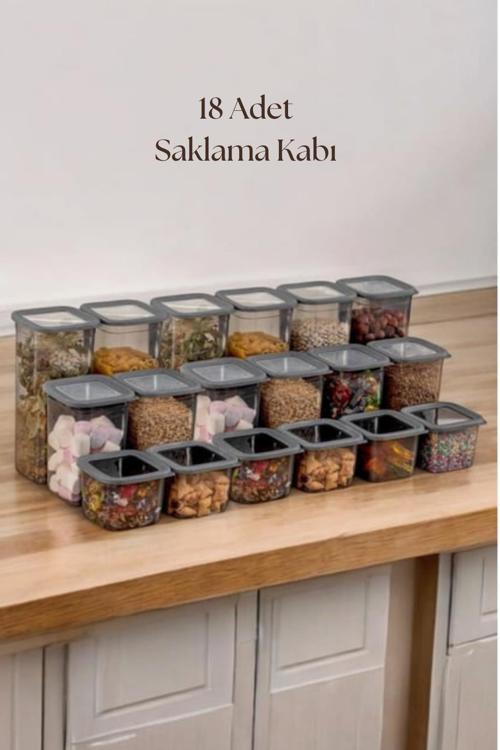 18'li 3 Boy Kavanoz Seti & Saklama Kabı & Erzak Kabı 6x650/1300/1900 Ml (40 Lı Etiket Hediyeli)