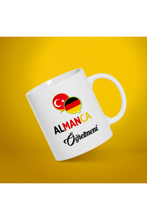 20071667 Yaprak Seramik Almanca Baskılı Kupa Bardak