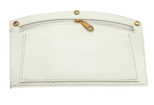 24x15 cm Beyaz Renk Troklu Suni Deri Cep Light Gold Metalli