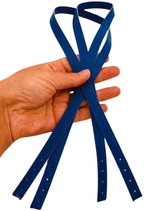 Slim Model 70x1.2 cm Suni Deri Saks Mavi Renk Çift Çanta Sapı