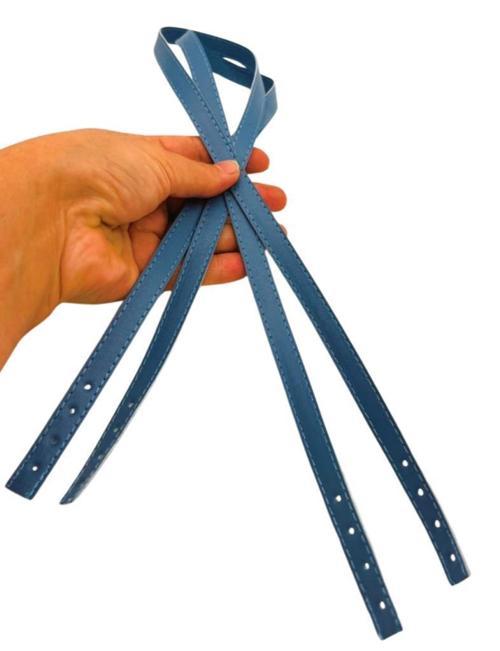 Slim Model 70x1.2 cm Suni Deri Kot Mavi Renk Çift Çanta Sapı