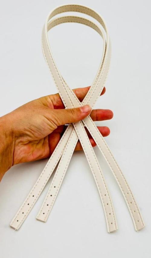Slim Model 70x1.2 cm Suni Deri Krem  Renk Çift Çanta Sapı