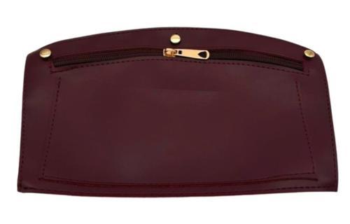 24x15 cm Bordo  Renk Troklu Suni Deri Cep Light Gold Metalli