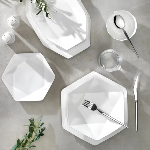 Superfine Bone Star Yemek Takımı 56 Parça-Platin