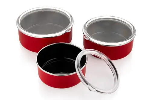 Komfort 3 lü Saklama Kabı Seti 6 Parça-Kırmızı