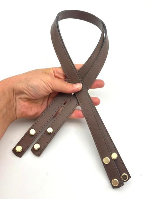 70x1.8 cm Suni Deri Koyu Vizon Renk Vidalı Çanta Sapı