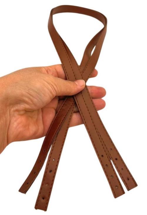 Slim Model 70x1.2 cm Suni Deri Taba Renk Çift Çanta Sapı