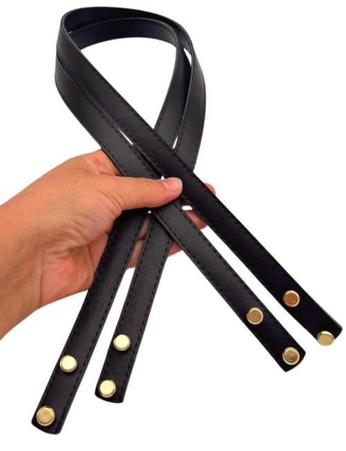 70x1.8 cm Suni Deri Siyah Renk Vidalı Çanta Sapı