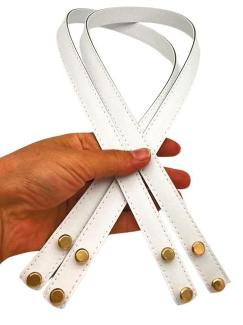 70x1.8 cm Suni Deri Beyaz Renk Vidalı Çanta Sapı