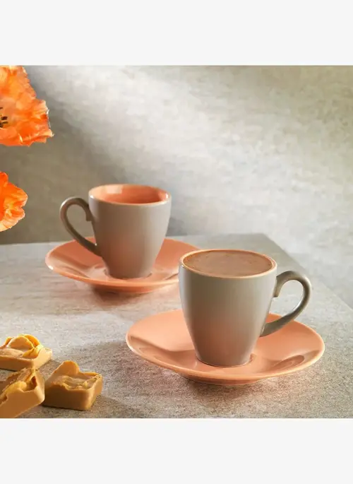Aurora 2 Kişilik Kahve Fincan Takımı 4 Parça-Pembe