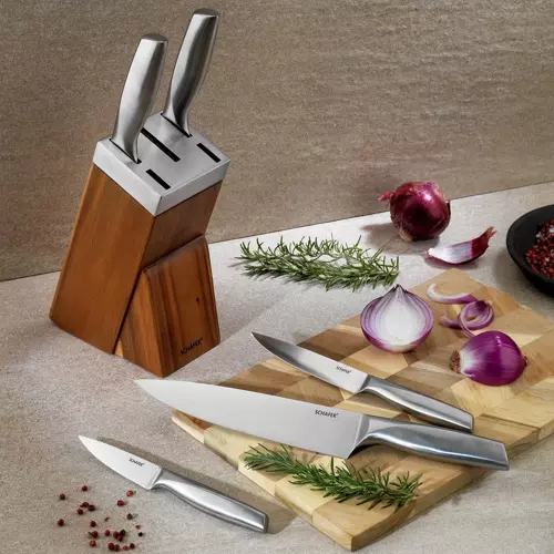 Solide Ahşap Bıçak Seti 6 Parça-Kahverengi03