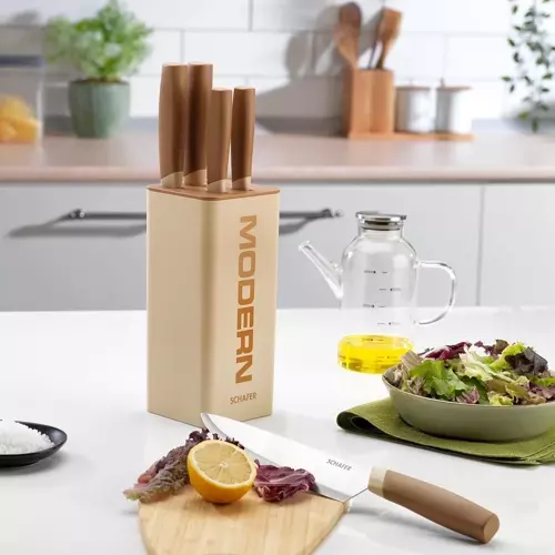 Forge Bloklu Bıçak Seti 6 Parça-Krem