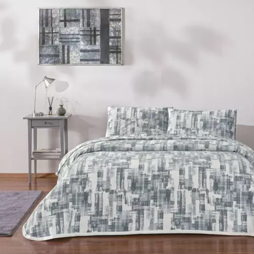 Baskılı Jamie Tek Kişilik Pike Takımı Gri