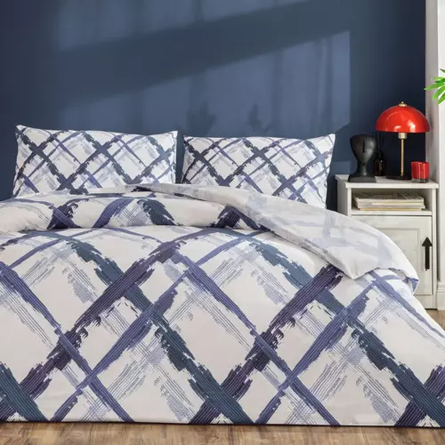 Brıza Ranforce Çift Kişilik Nevresim Takımı Mavi