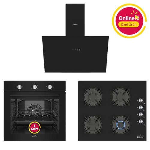 4 Fonksiyon Trend Mekanik Siyah Power Turbo 3'lü Ankastre Set (8228 Fırın + 3046 Ocak + 8721 Davlumbaz)