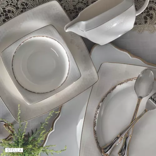 Stella Kare 60 Parça 12 Kişilik Yemek Takımı
