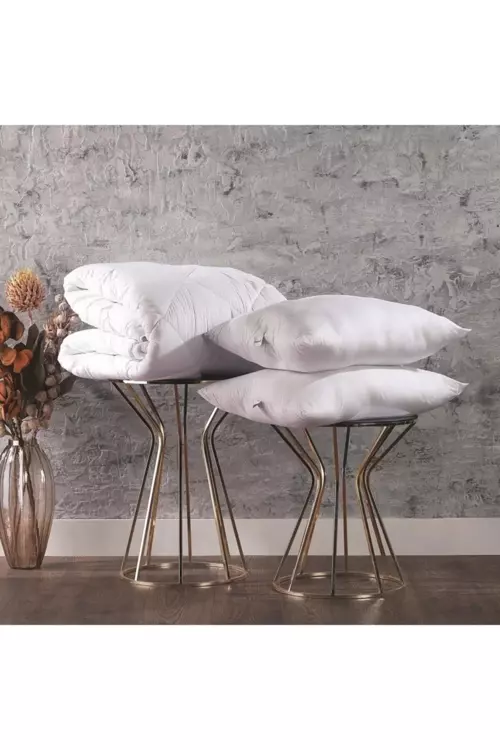 Home Microfiber Çift Kişilik Yorgan Yastık Seti 3 Parça Beyaz