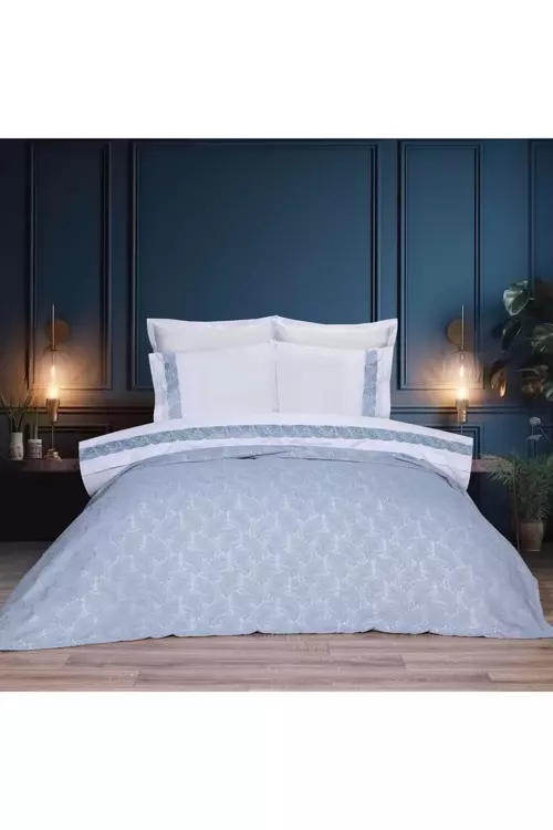 Home Leaves Şönil Çift Kişilik Yatak Örtüsü Seti 7 Parça Gri