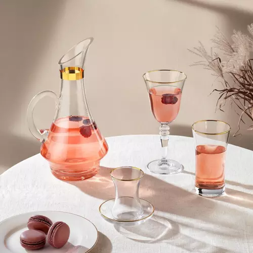 Alisa 49 Parça Cam Bardak Seti Gold