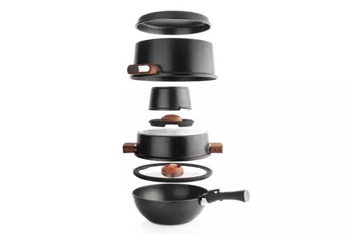 Matrix Döküm Tencere Seti 8 Parça-Siyah- SIY01