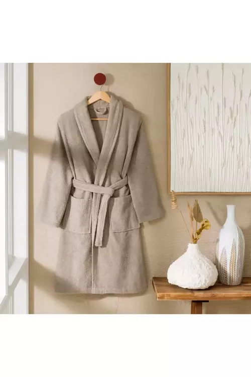 ŞALYAKA PAMUK BORNOZ KUM L/XL-