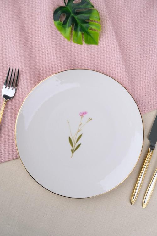 Porselen Natura Çuha Altın Yaldız Pasta Tabağı 20,50cm Tekli