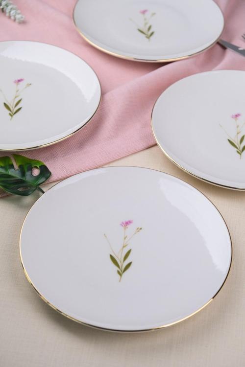 Porselen Natura Çuha Altın Yaldız Pasta Tabağı 20,50cm 4 lü