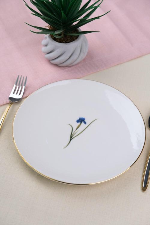 Porselen Natura İris Altın Yaldız Pasta Tabağı 20,50cm Tekli