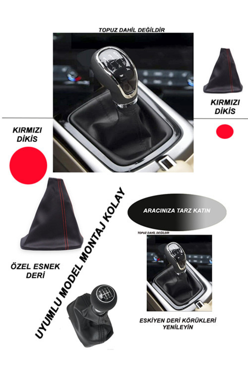 Audı Q7 Uyumlu Araç,Oto Vites Körüğü Kırmızı Dikiş
