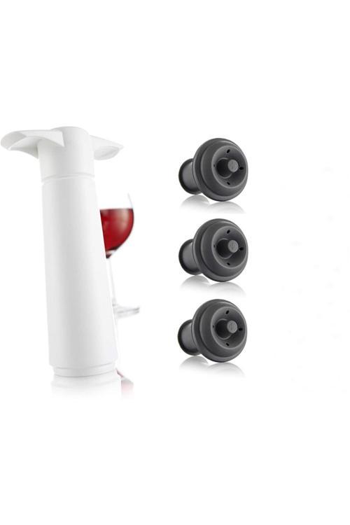 Şarap Vakum Seti / Beyaz (1 Pompa + 3 Tıpa)
