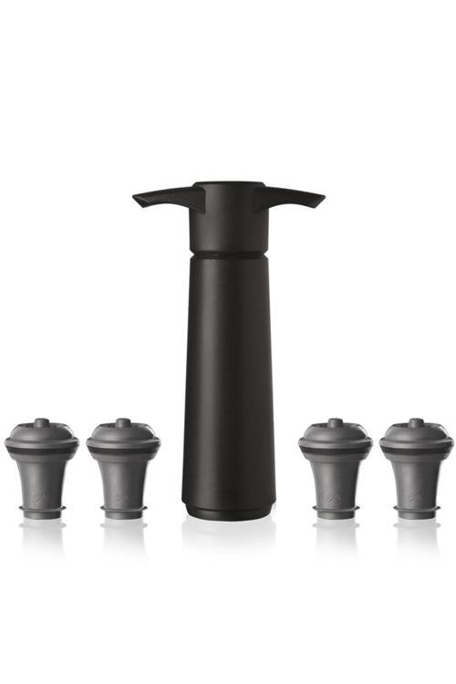 Şarap Vakum Seti, Siyah (1 Pompa, 4 Şarap Tıpası), Kutulu