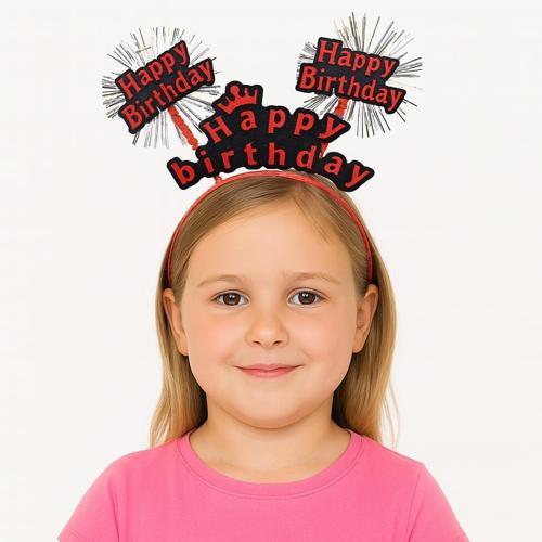 Kırmızı Renk Işıltılı Yazılı Doğum Günü Parti Tacı